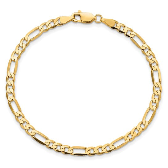10k 4mm Flat Figaro Chain 9"