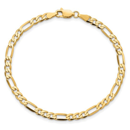 10k 4mm Flat Figaro Chain 9"