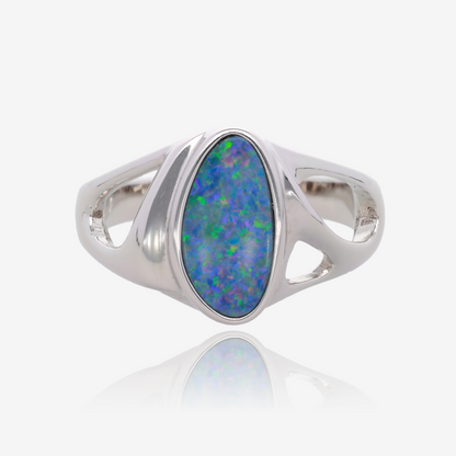Northern Lights One Of A Kind Freeform Opal Rings in Sterling  Silver