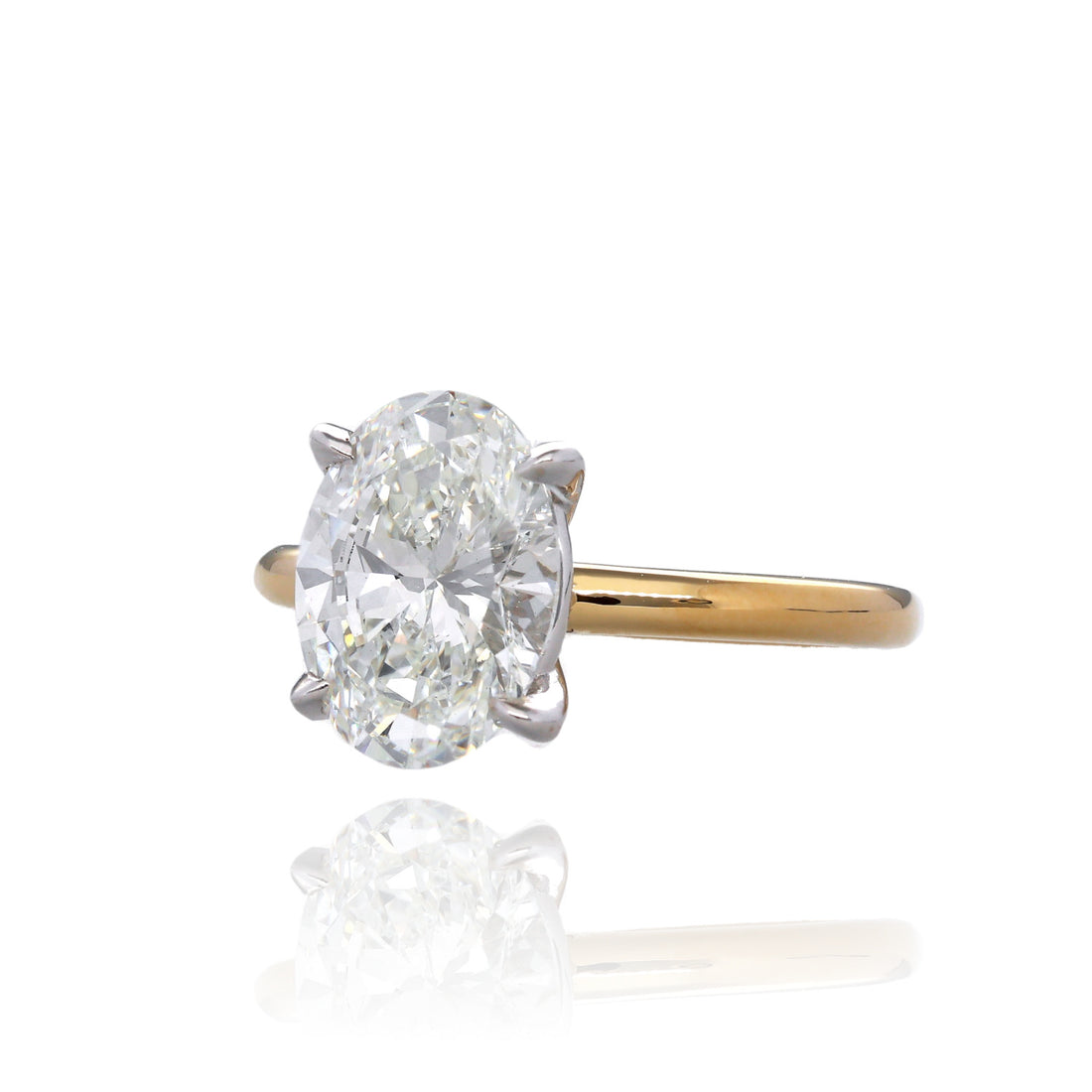 3ct Lab Grown Oval Diamond Solitaire Engagement Ring in 14K Yellow Gold