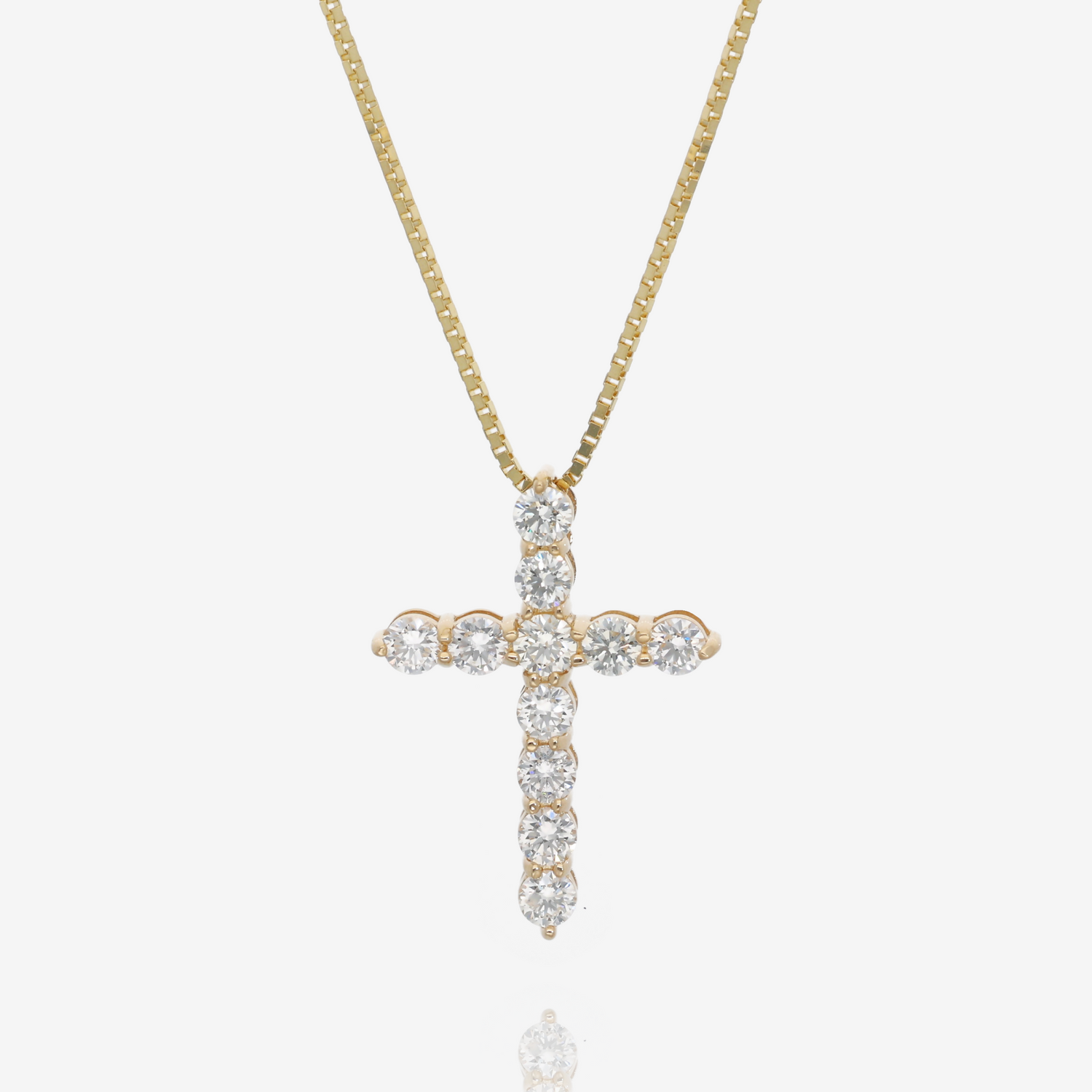 Strength and Light Natural Diamond Cross Pendant in 14K Yellow Gold