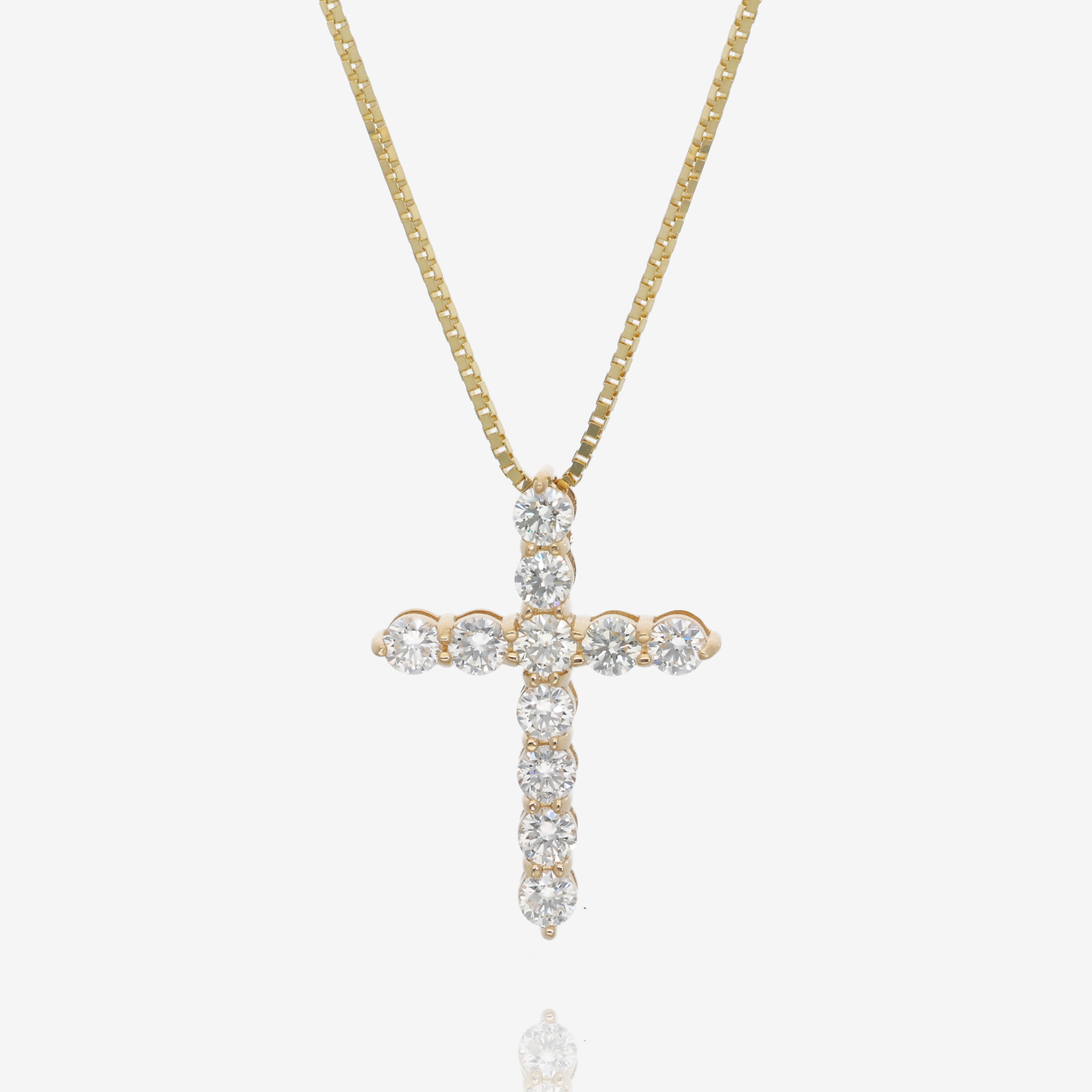 Strength and Light Natural Diamond Cross Pendant in 14K Yellow Gold