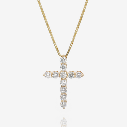 Strength and Light Natural Diamond Cross Pendant in 14K Yellow Gold