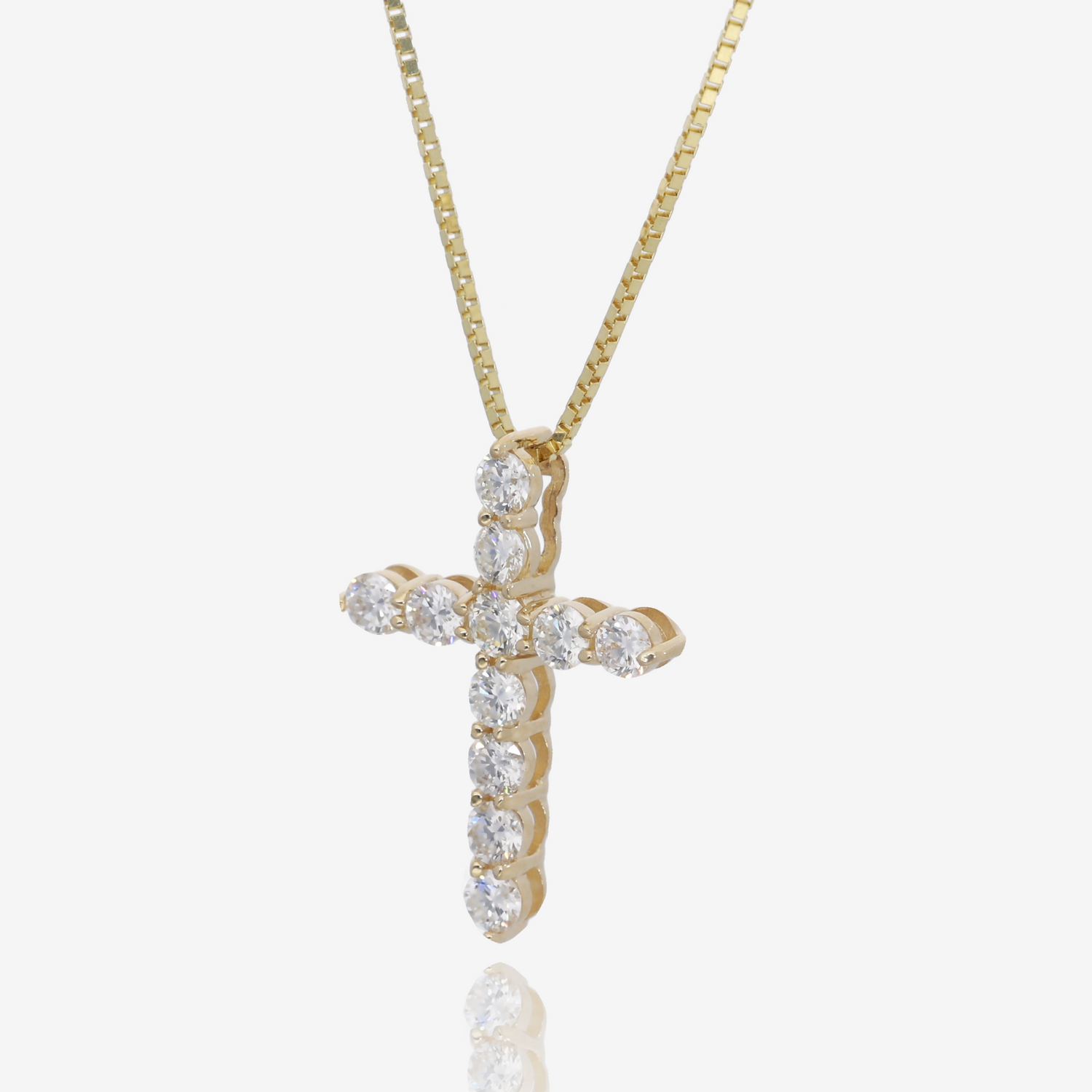 Strength and Light Natural Diamond Cross Pendant in 14K Yellow Gold