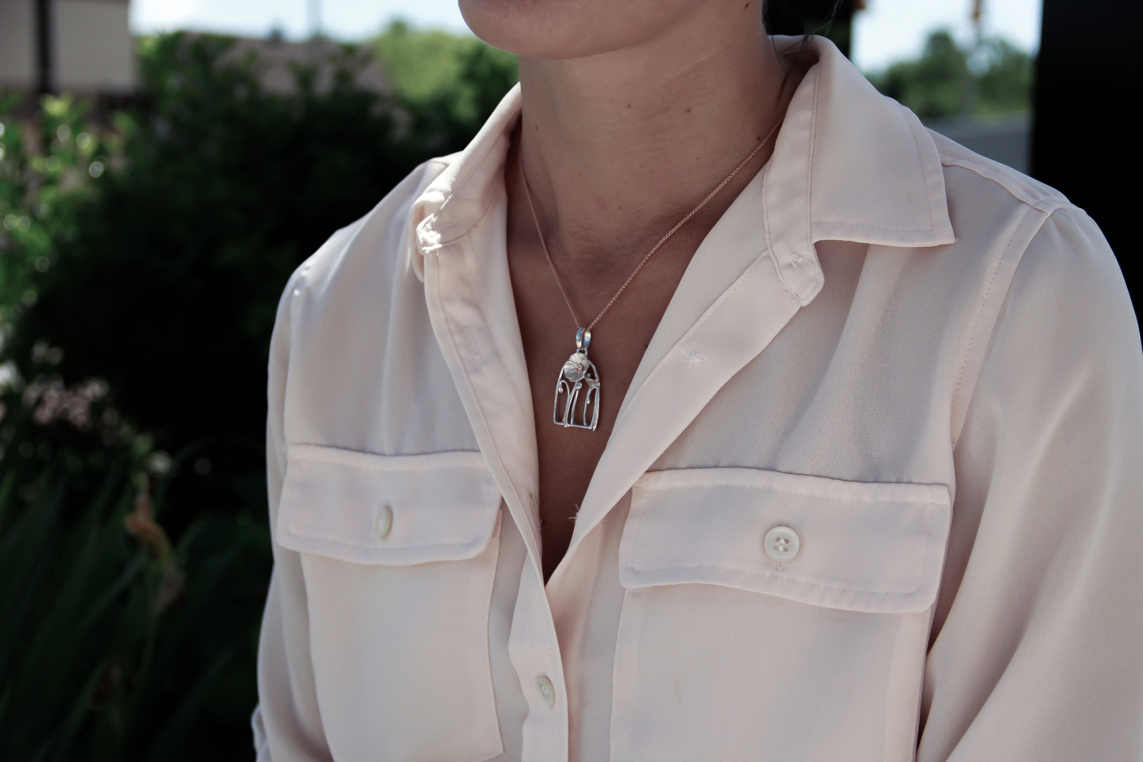 S.S. 14K Rose Gold Poppy Pendant, Art Nouveau