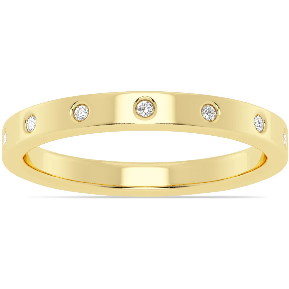 Dotted in Diamonds Flush Set Yellow Gold Diamond Band