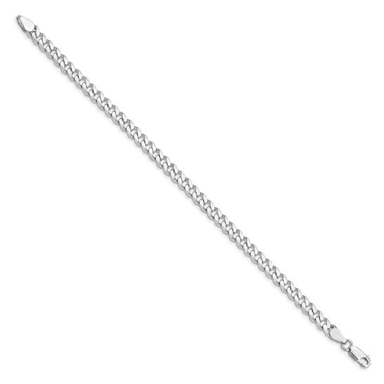 Mens Silver Rhodium Plated 5.7mm Curb Chain Bracelet