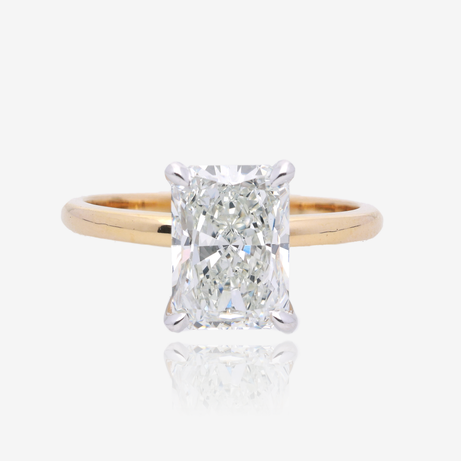 3ct Lab Grown Radiant Cut Diamond Solitaire 14K Yellow Gold