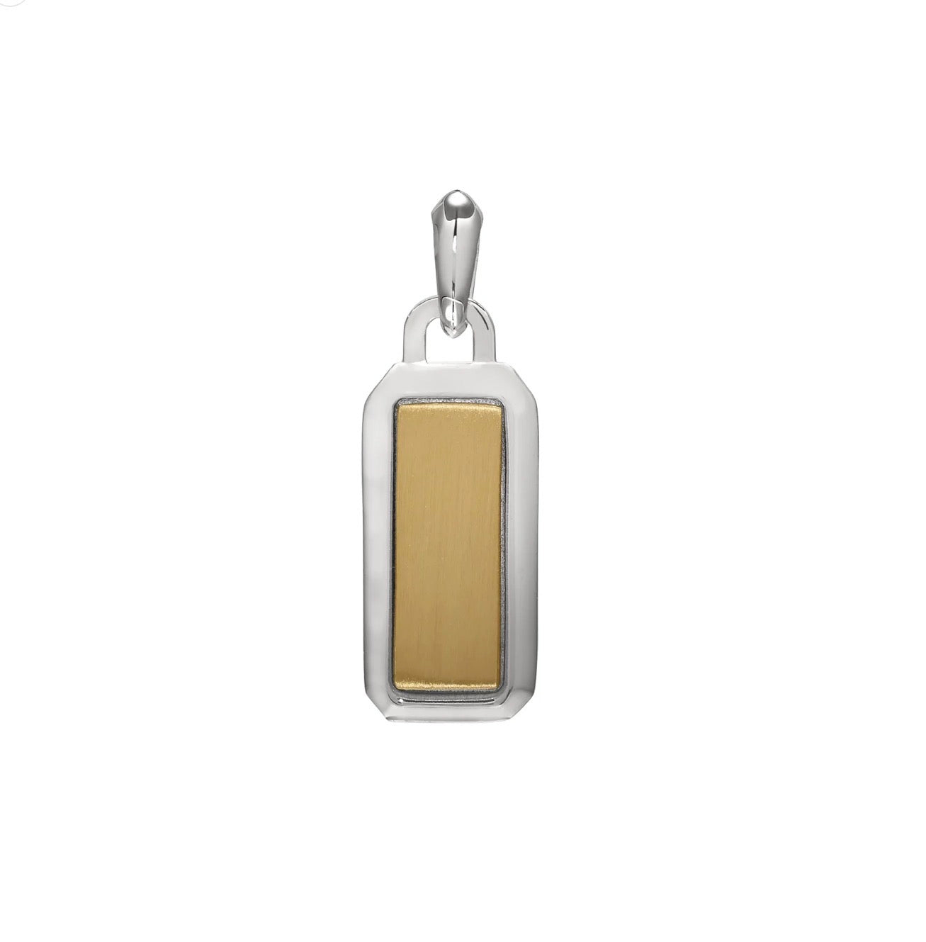 Two Tone Gold Finish Sterling Silver Tag Charm