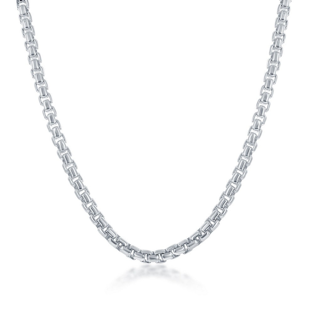 4mm Sterling Silver Round Box Chain 22 Inches