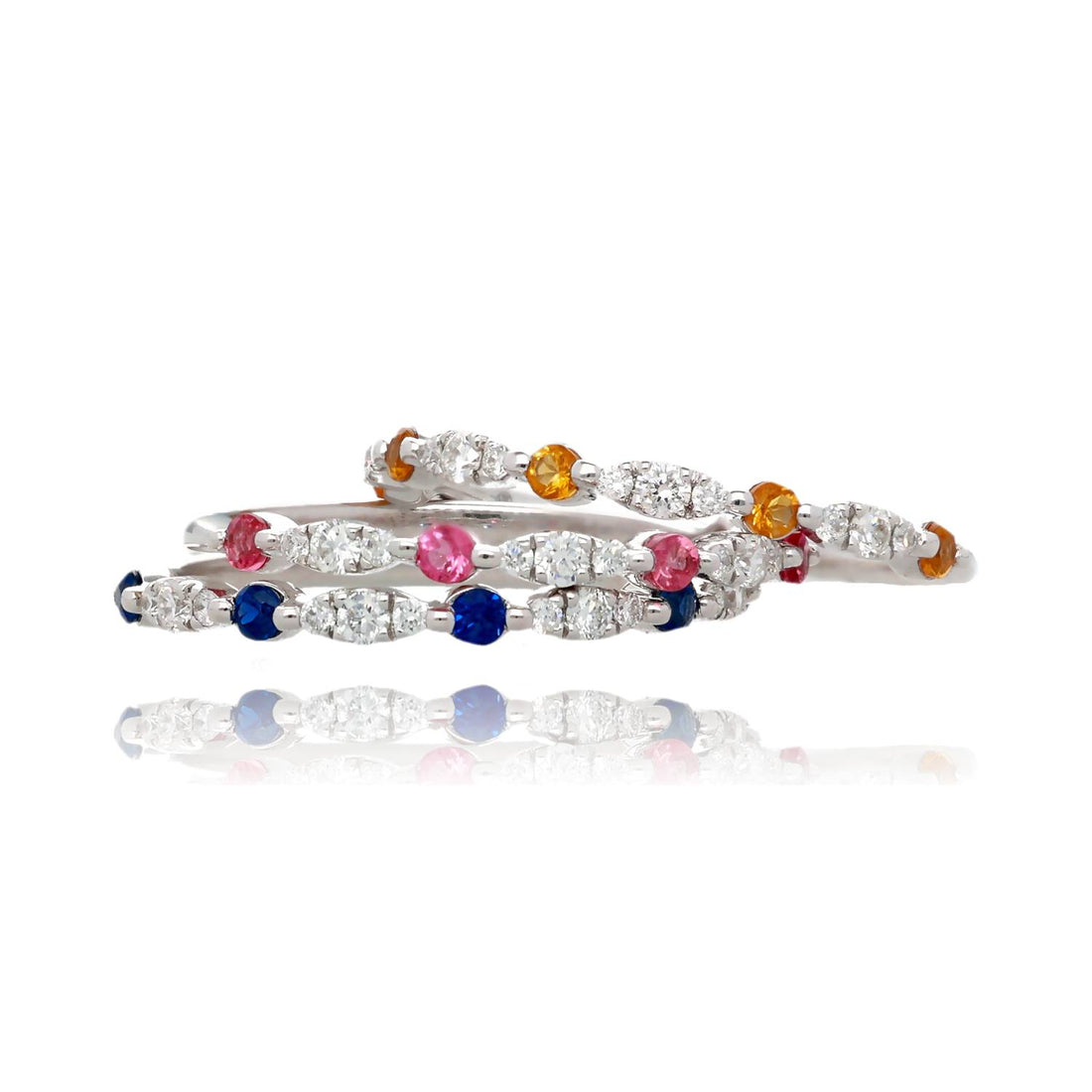 Stacking Gems White Gold Band