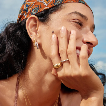 Two-Tone Sparkling Stud Hoop Earrings