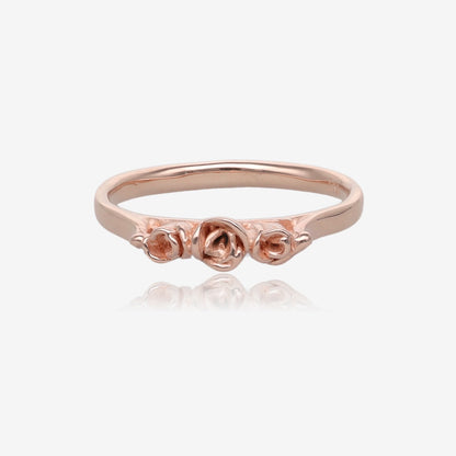 Rose Gold Band, Three Dainty Roses