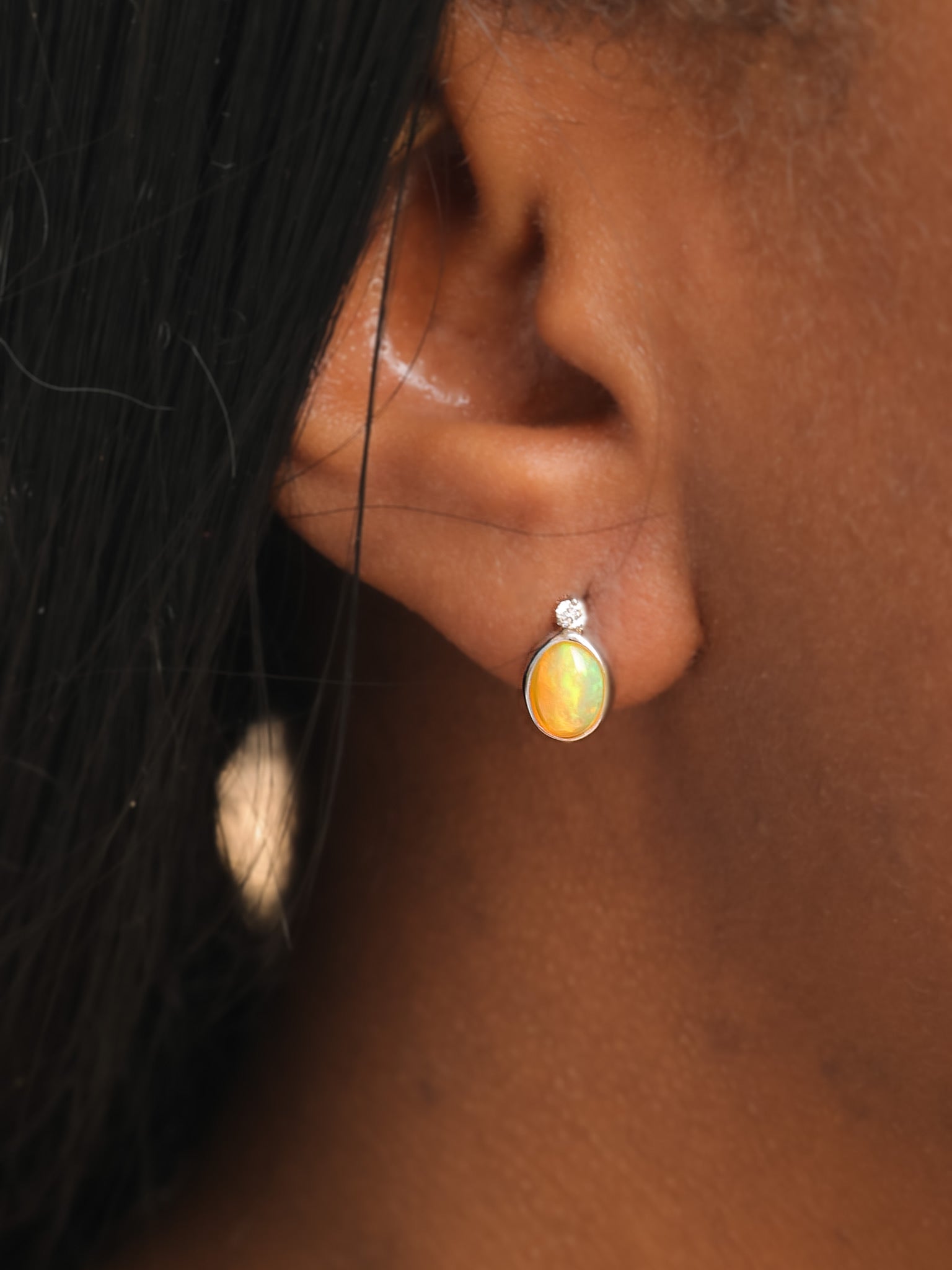 Whimsy Golden Opal Silver Earrings