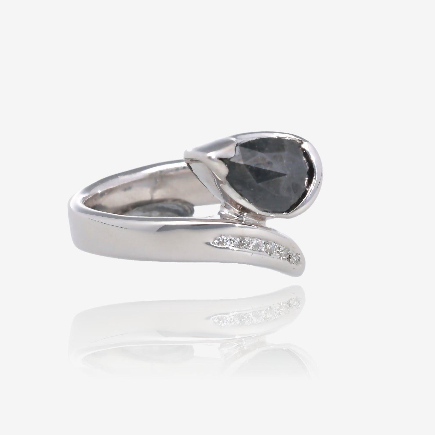New Day  Black Pear Diamond Wraparound Ring