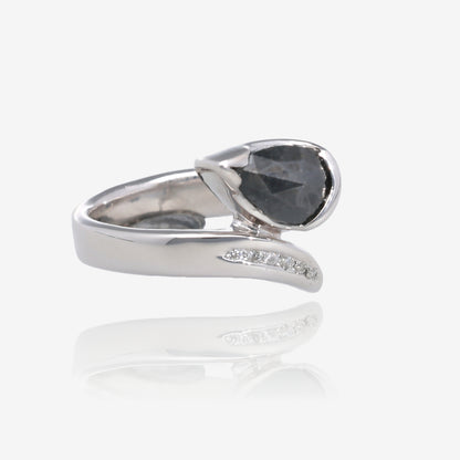 New Day  Black Pear Diamond Wraparound Ring