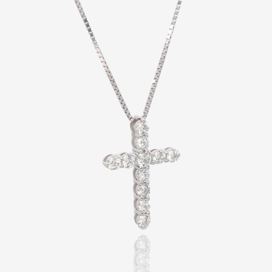 Strength and Light Natural Diamond Cross Pendant in 14K White Gold