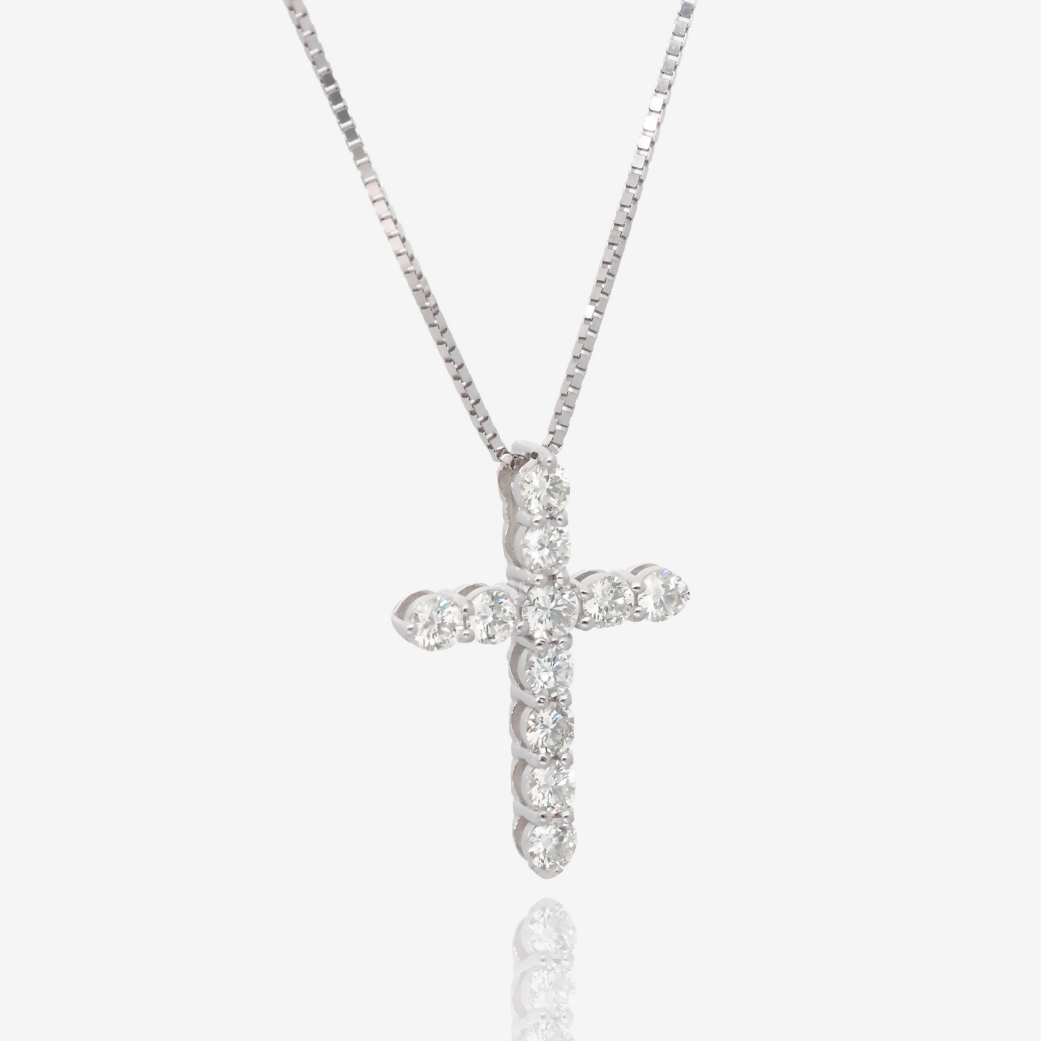 Strength and Light Natural Diamond Cross Pendant in 14K White Gold