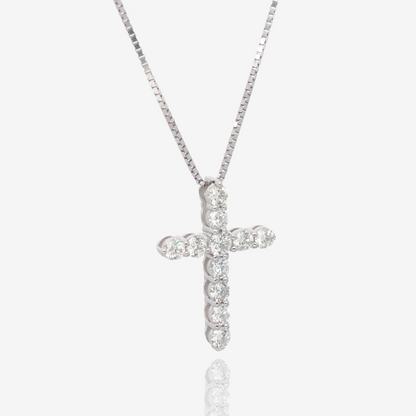 Strength and Light Natural Diamond Cross Pendant in 14K White Gold