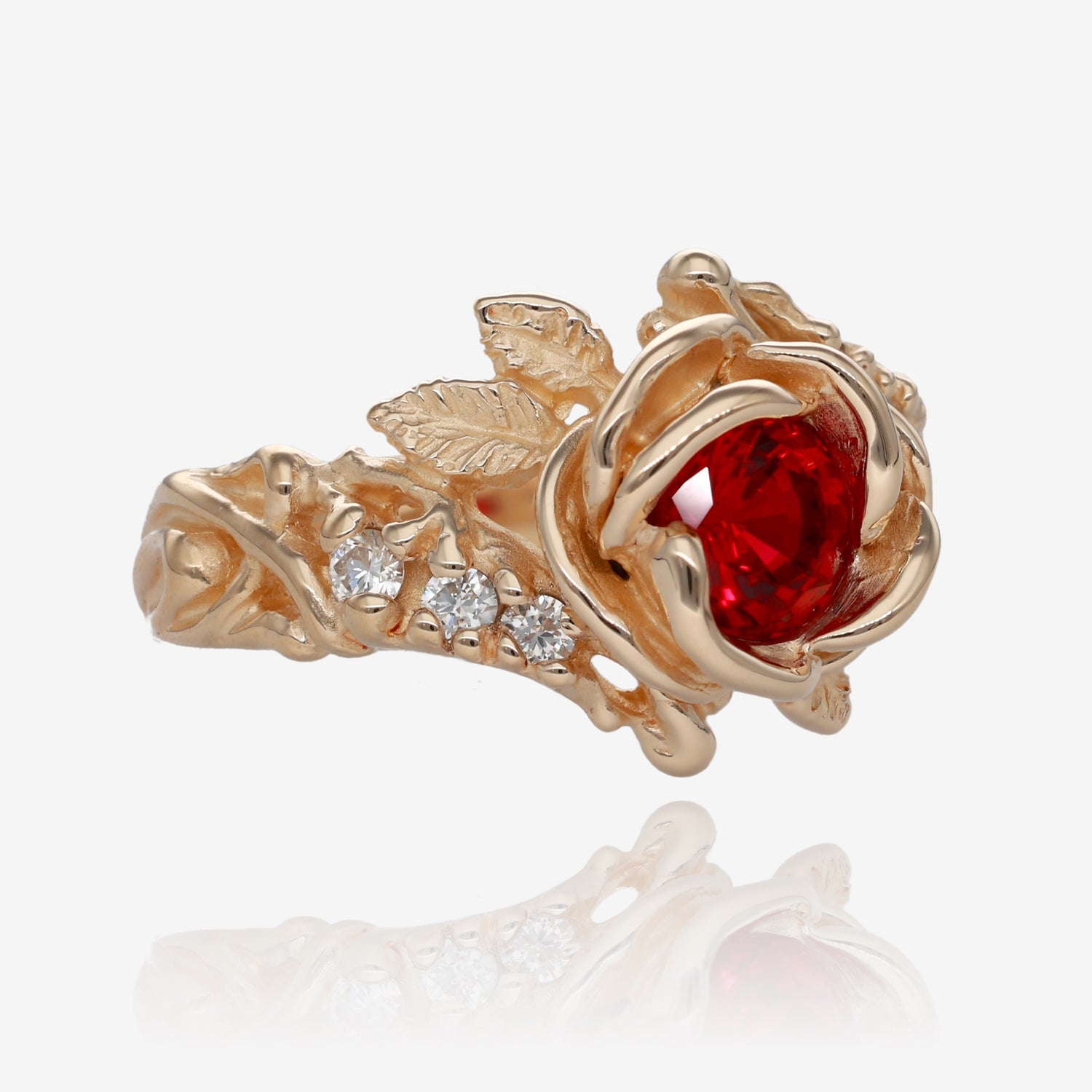 Summer Rose Ring Yellow Gold and Ruby