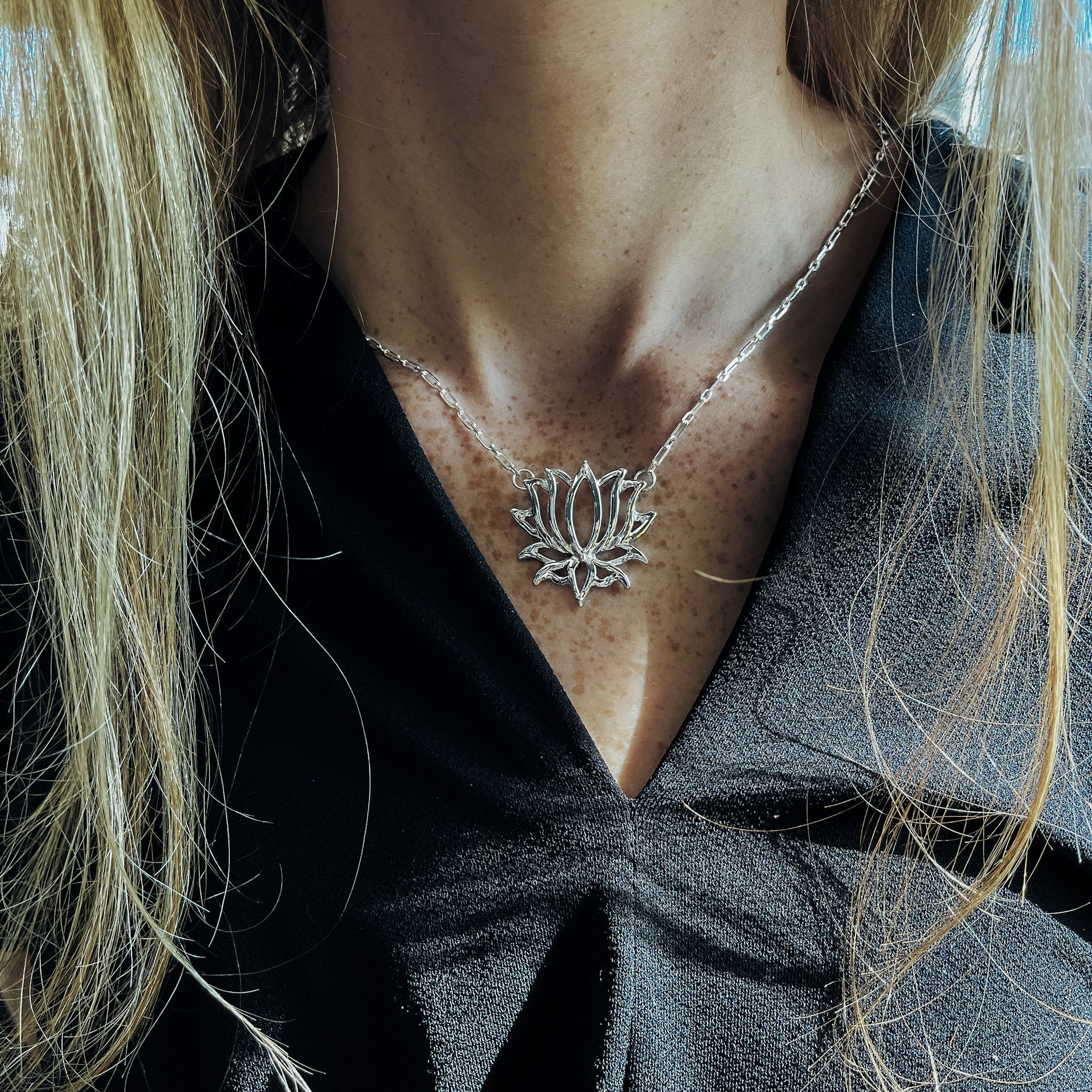 Sacred Lotus Link Chain Necklace