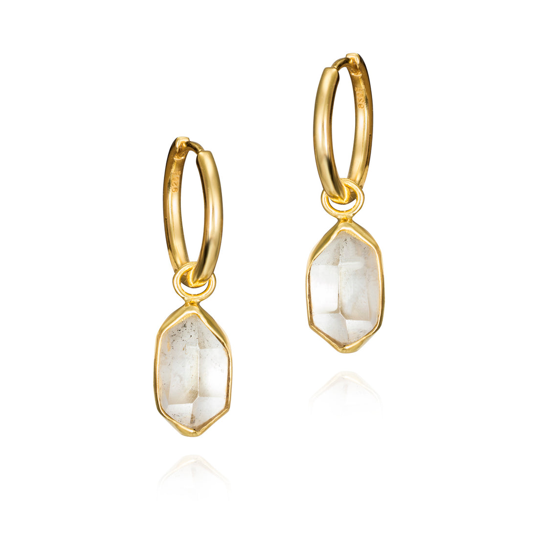 Geo Herkimer Quartz Hoop Earrings