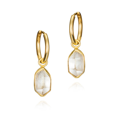 Geo Herkimer Quartz Hoop Earrings