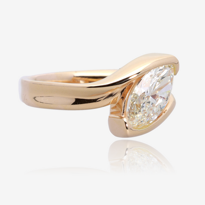 Cherished Love Diagonal Marquise Engagement Ring in 14K Yellow Gold
