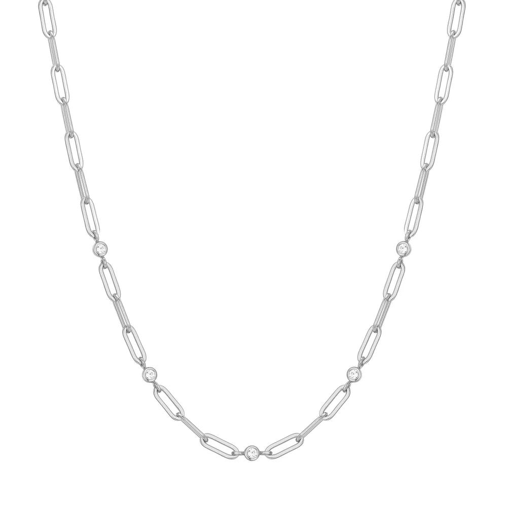 Bezel Station Paper Clip Chain Necklace