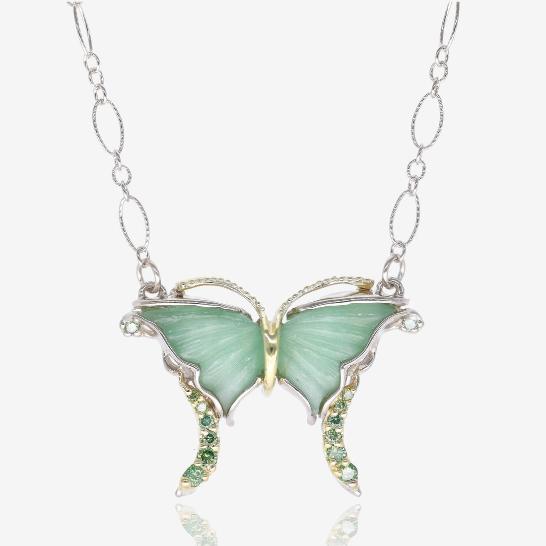 Swallowtail Butterfly Necklace with Green and Gold