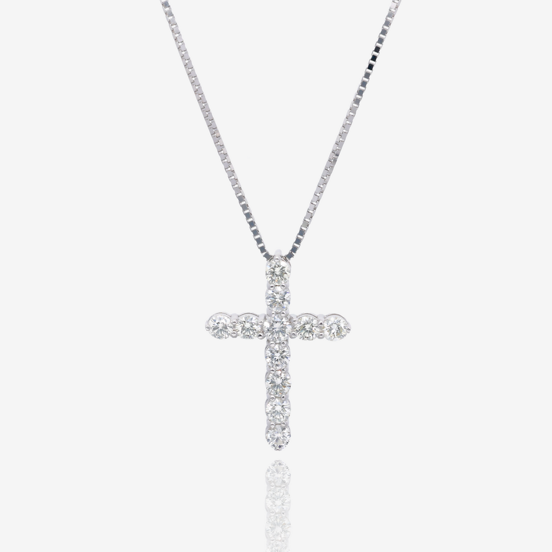 Strength and Light Natural Diamond Cross Pendant in 14K White Gold