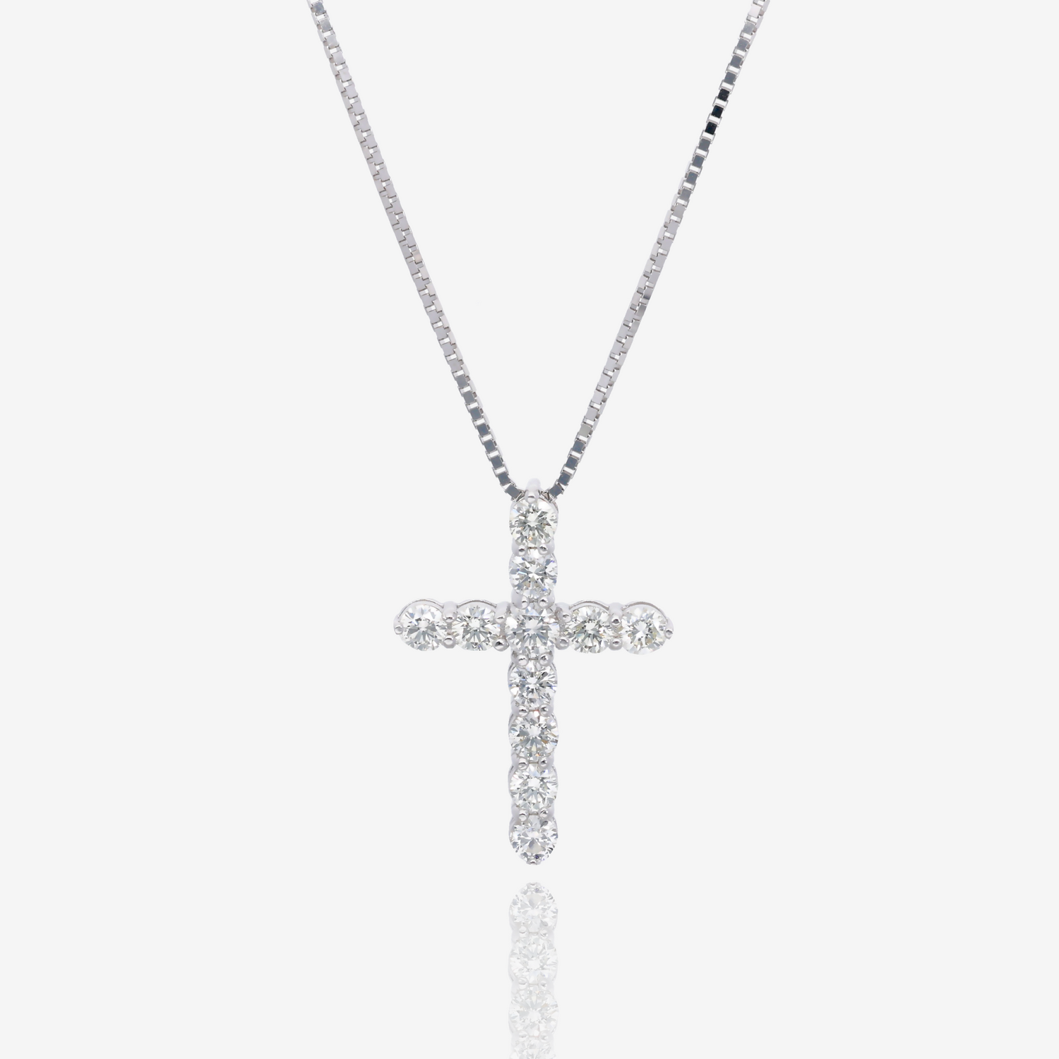 Strength and Light Natural Diamond Cross Pendant in 14K White Gold