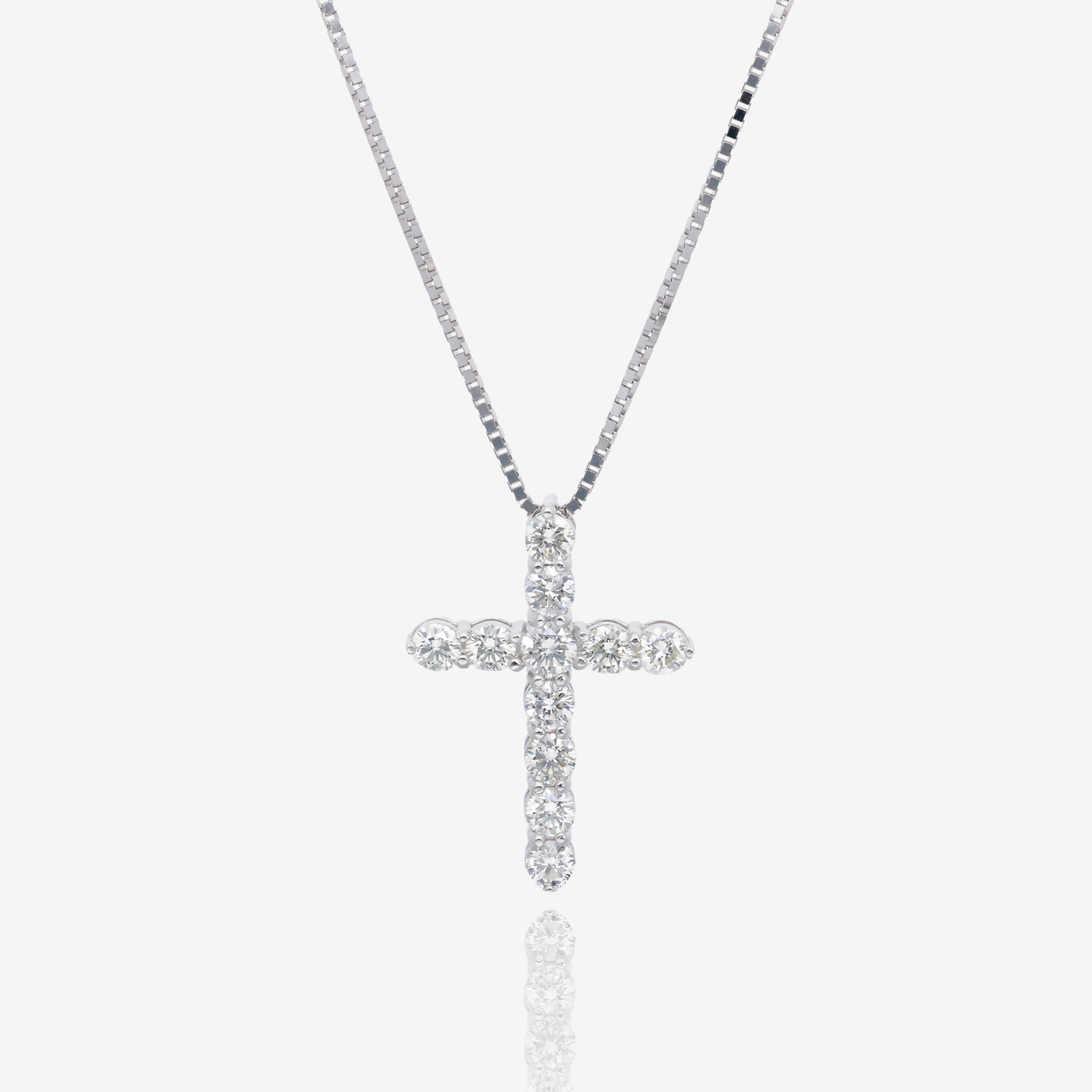 Strength and Light Natural Diamond Cross Pendant in 14K White Gold
