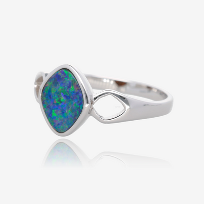 Northern Lights One Of A Kind Freeform Opal Rings in Sterling  Silver