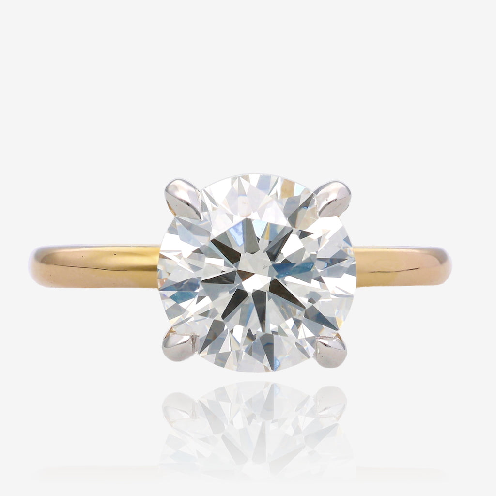 4ct Lab Grown Round Diamond Solitaire 14K Yellow Gold