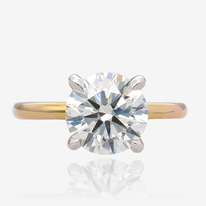 4ct Lab Grown Round Diamond Solitaire 14K Yellow Gold