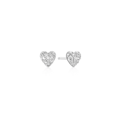 Pavé Heart Stud Earrings