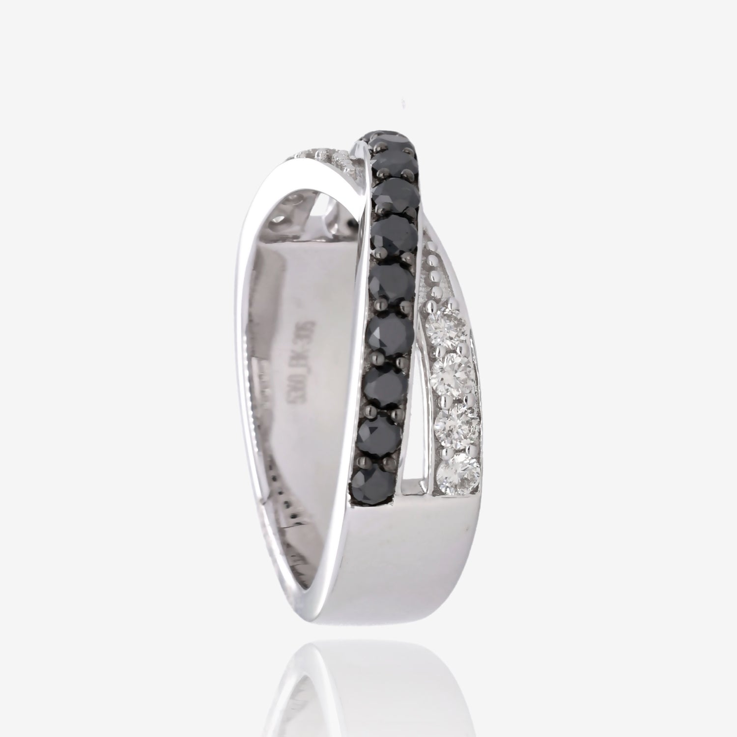 Midnight Twist Black and White Diamond 14K White Gold Ring