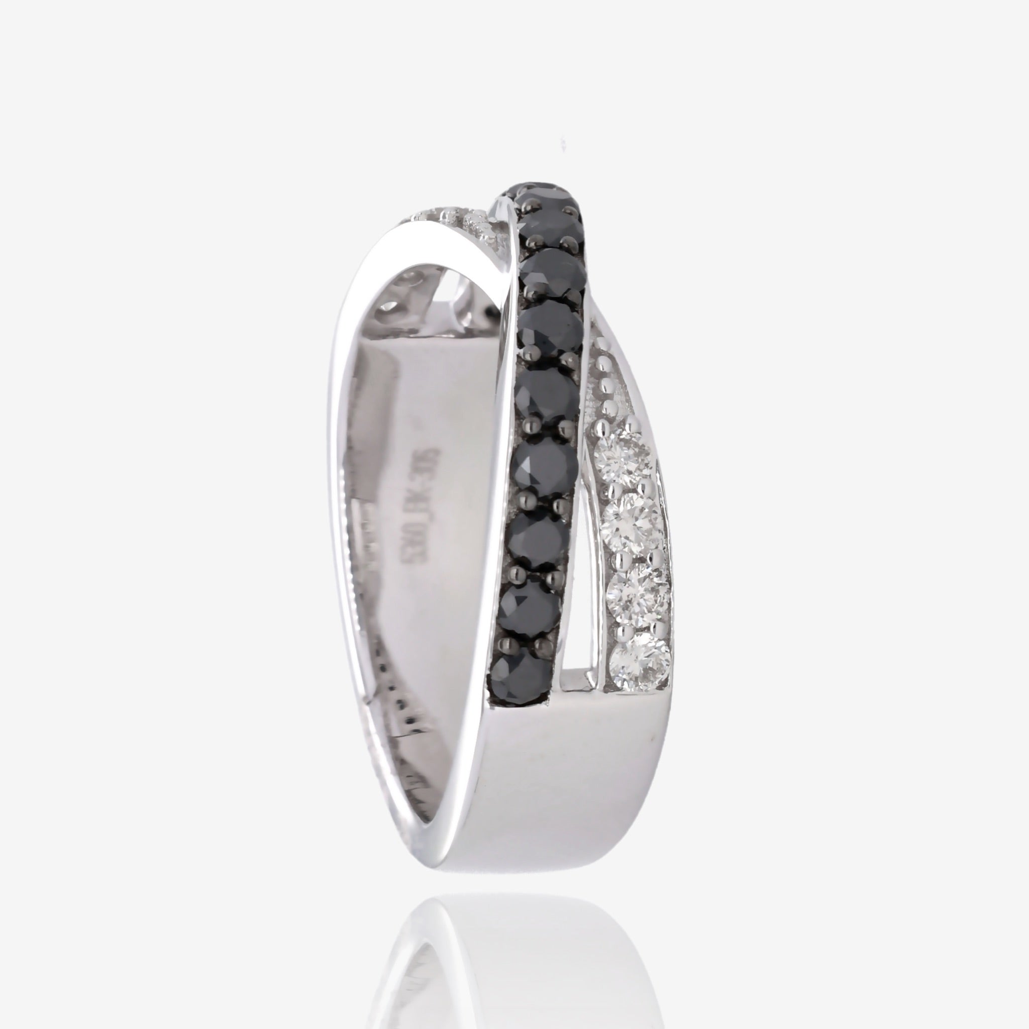 Midnight Twist Black and White Diamond 14K White Gold Ring