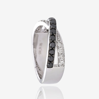 Midnight Twist Black and White Diamond 14K White Gold Ring