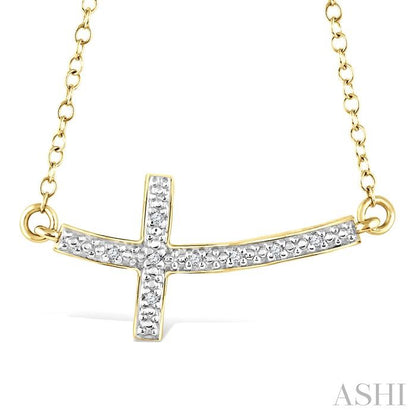 Faith Forward Gold Vermeil Sideway Cross Diamond Necklace