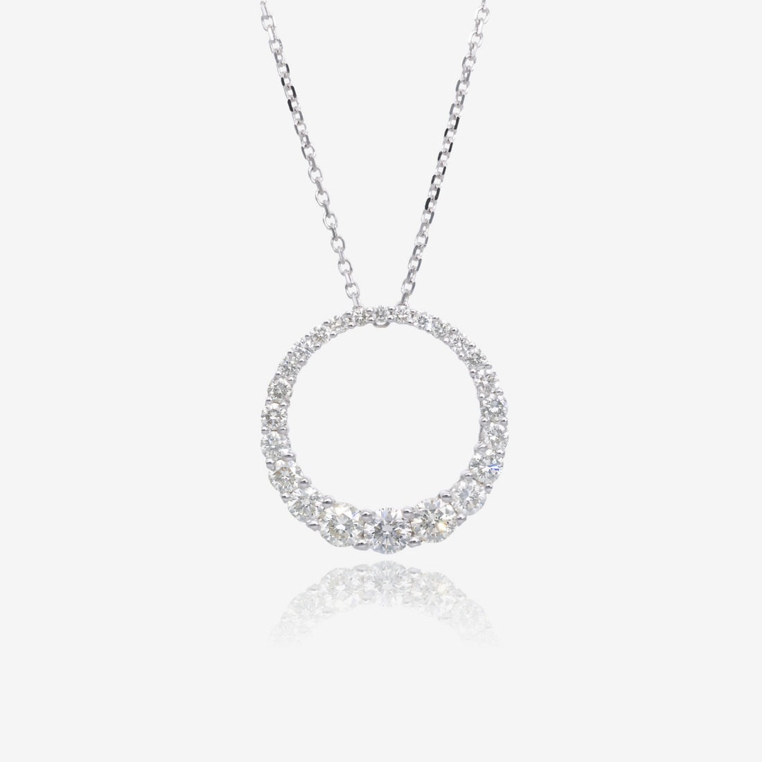 Elegant Orbit Natural Diamond Pendant in 14K White Gold