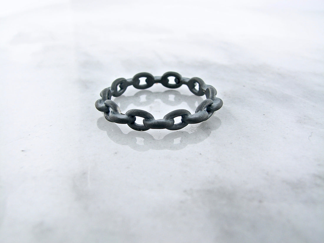 Black Silver Ring, Chain Link Band