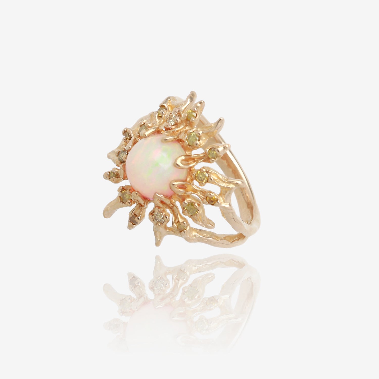 Solstice Opal and Yellow Diamond Ring