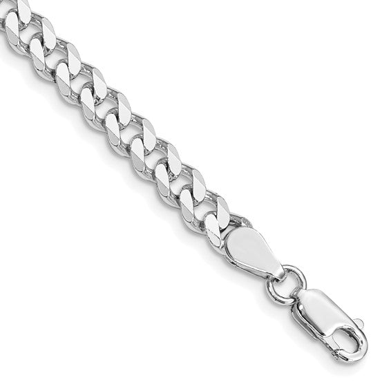 Mens Silver Rhodium Plated 5.7mm Curb Chain Bracelet