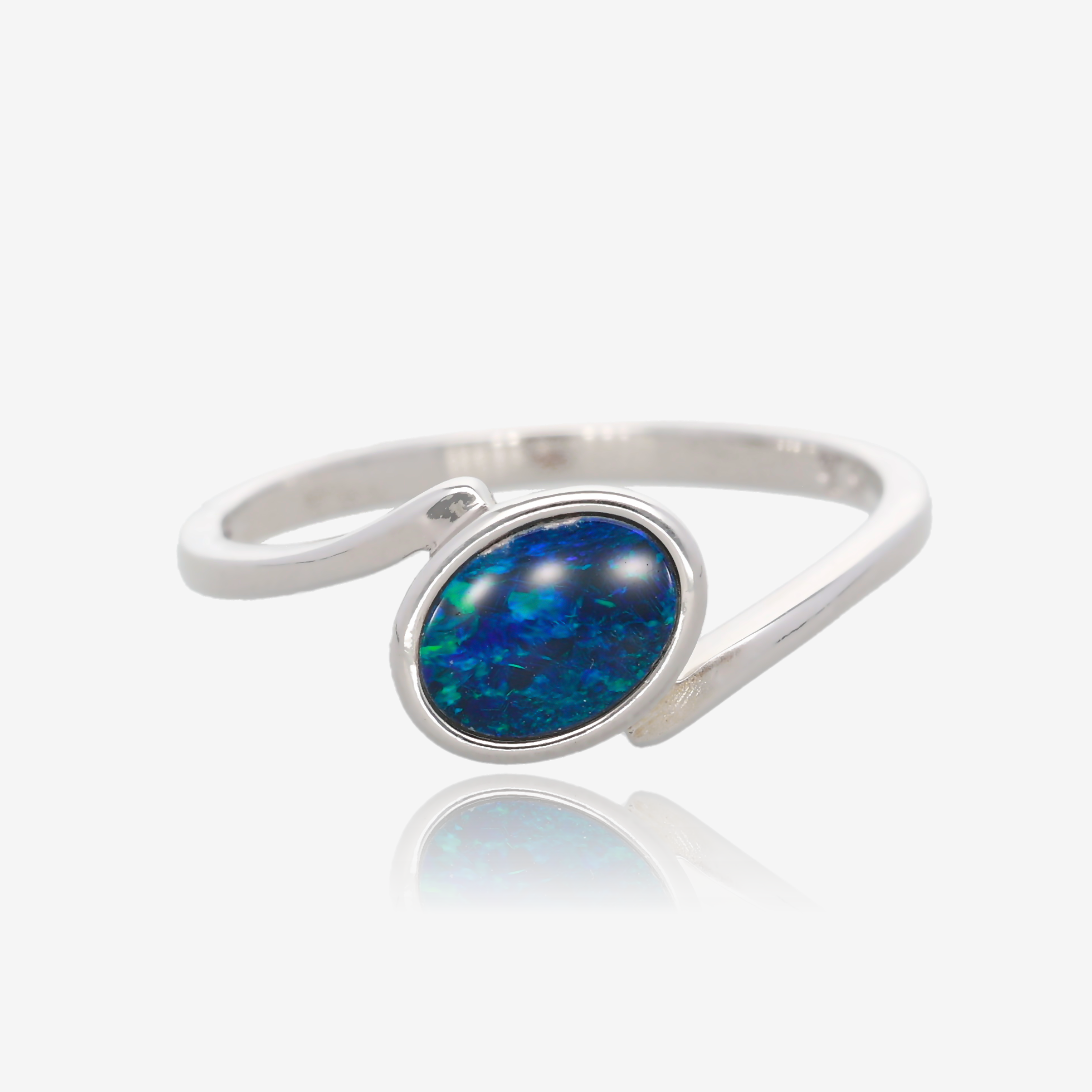 Northern Lights One Of A Kind Freeform Opal Rings in Sterling  Silver