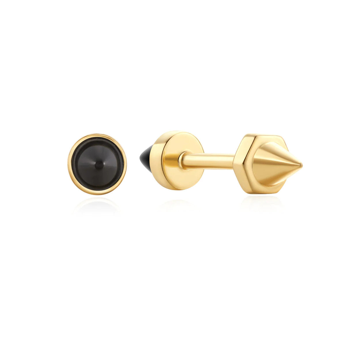 Black Agate Point Barbell Earrings