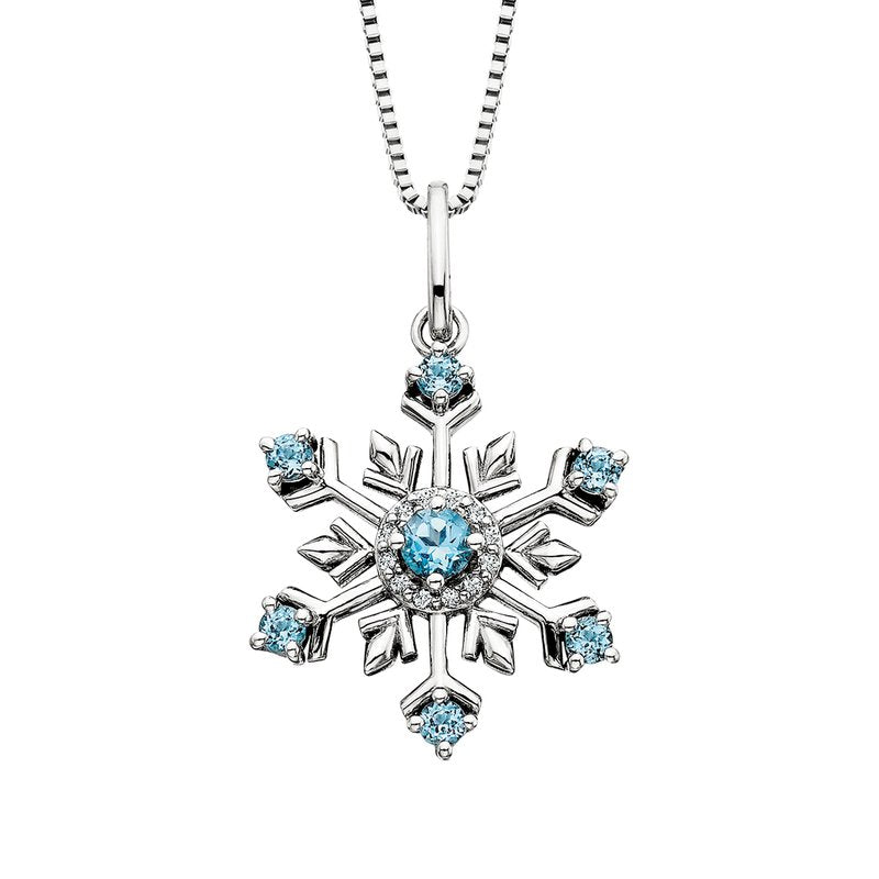 Twinkling Topaz Silver Snowflake Necklace