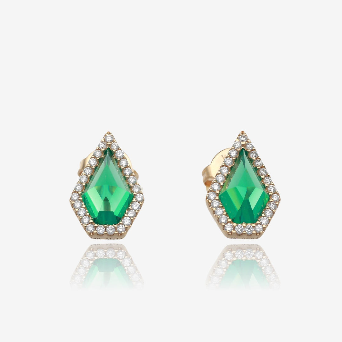 Jolly Green Quartz Gem Kite Shape Earrings
