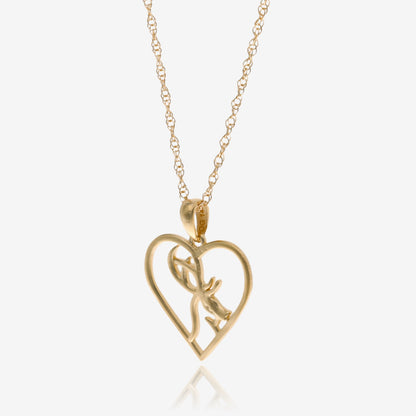 Country Heart Buck Pendant in Gold